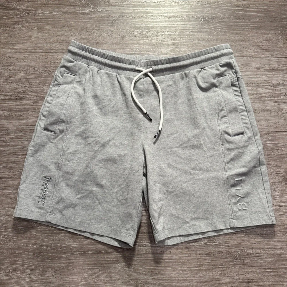 BYLT Shorts Men M Gray Viscose Nylon Jogger Athleisure Elastic Waist Drawstring